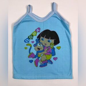 DORA THE EXPLORER Toddler Girls’ Blue Dora and Boots Graphic Tank Top Size 3T